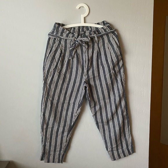 Madewell Paperbag Pants in Deep Indigo Stripe - Picture 4 of 8